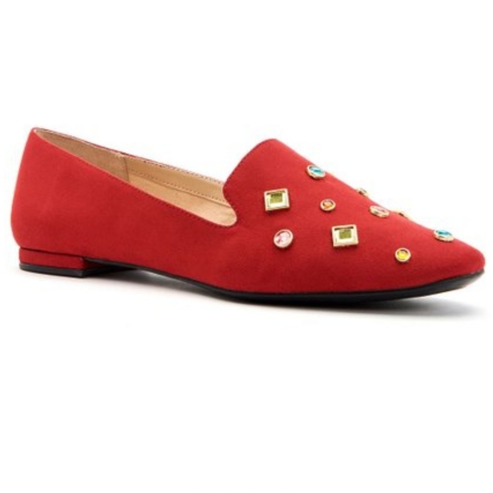 Katy Perry Red Gem The Turner Suede Loafer NWOT